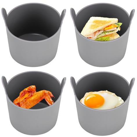4 Pcs Air Fryer Poached Egg Cups, Ramekins for Air Fryer Silicone Large Muffin Cases Nonstick Egg Poacher Silicone Mould Bakeware Easy Release Ramekins Baking Cups for Muffin Cupcakes Eggs Pudding