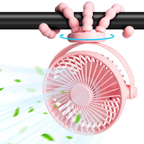 PaPaFboy Pram Stroller Fan 20H Buggy Cooling Clip On Fan, Portable Personal Fan for Pram Accessories Baby Cot Wagon Stroller Pushchairs Crib Bed Treadmill,Travel Holiday Essentials