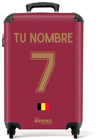 NoBoringSuitcases.com Valise Cabine, Valises, Bagages Cabine, Valise Pas Cher, Petite Valise, Valise Voyage, Valise Personnalisable 55x35x25cm (2024 - Uniforme Domicile Belgique - Rouge)
