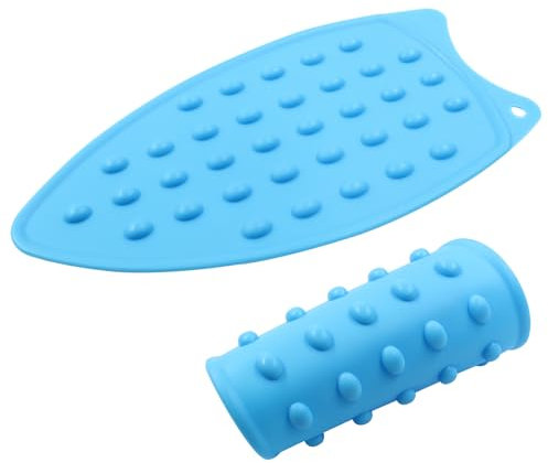 Moicstiy 2 Pcs Silicone Iron Rest Pads Mat Iron Hot Heat Resistant Protective Pads for Ironing Board Curling Irons Flat Irons(Blue)