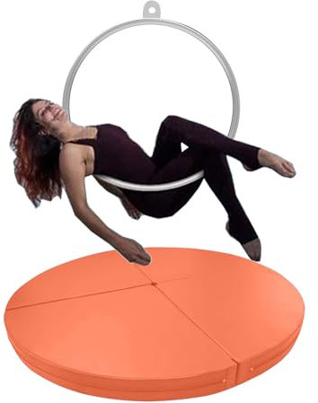 Pole Dance Matte Aerial Hoop-Schutzmatte/Tanzstangenmatte, Runde, Faltbare Sicherheits-Schutzmatte für Fitnesstraining, Gymnastik-Poledance-Schutzmatte, 3/5 Cm Dick(Orange,160cmx5cm(63x2))