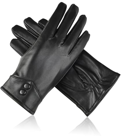 Casenly Damen Winter Lederhandschuhe, Winter Handschuhe Damen Touchscreen Winter Handschuhe mit Warm Gefüttert Wasserdicht Warm Leder Handschuhe für Outdoor Fahren Camping