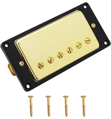 OTOTEC 50 mm Hals Gitarren Humbucker Doppelspule Tonabnehmer Gold E-Gitarre Tonabnehmer kompatibel mit LP Style kompatibel mit Gibson Les Paul mit Schrauben