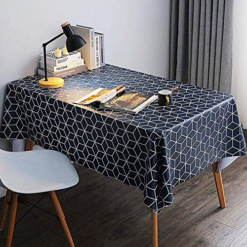 Nappe carrée en PVC bleu marine - 140 x 220 cm - Épais - Doux - Anti-saleté - Pour différentes tailles de tables