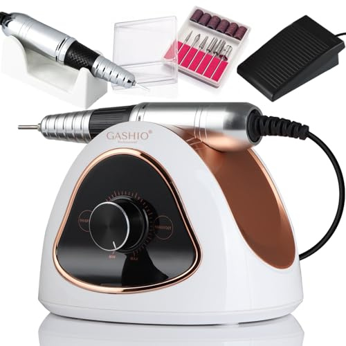 GASHIO® Nagelborr för gelnaglar | Nagelborr 68W | Elektrisk nagelfil | Elektriskt manikyr-pedikyrset | Nagelborr med kabel | Nagelborr med fotpedal | Nagelmaskin för naglar | 45 000 rpm
