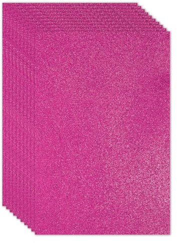 PATIKIL Fuchsia Glänsande EVA-glitter skumark 40 x 30 cm 2 mm tjock med baksida självhäftande glitter EVA glitterfilt för hantverk gör-det-själv-projekt, 10 st