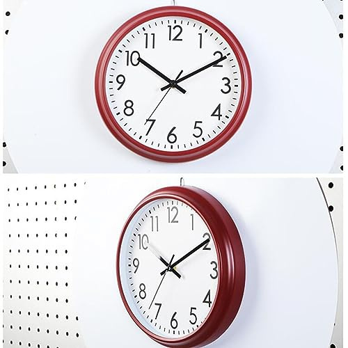 ERINGOGO Moderne Rote Runde Wanduhr Leise Quarzuhr Dekorative Batteriebetriebene Küchenuhr Wohnzimmer Uhr Ohne Batterie