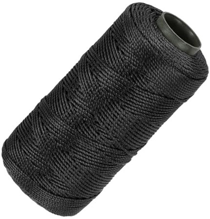 QUARKZMAN Filo di nylon 3 fili corda da muratore ritorto 1,5 mm x 218 yards, filo di nylon per progetti fai da te, giardinaggio, confezioni regalo, accessori per feste di Natale, nero