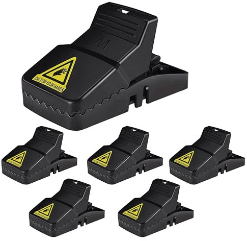 BIPZON Rat Traps - 6 x Large Humane Rat Traps That Kill Instantly, Heavy Duty Mouse Trap for Indoor, Outdoor, and Garden - Reusable Rat Catcher Rodent Solution with 1 Pair Gloves