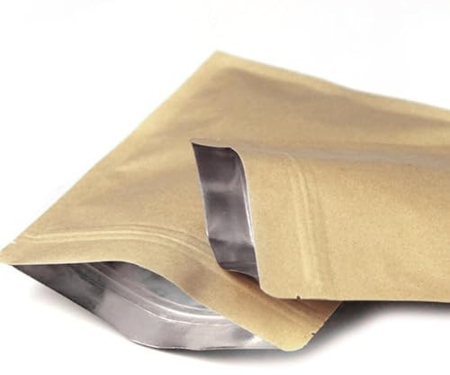 WACCOMT Pack 5,51 mm dicke, kleine, mit Mylarfolie ausgekleidete Kraftpapier, wiederverschließbare Beutel für Reißverschluss, Heißsiegelverschluss, Lebensmittelaufbewahrung, luftdichter Folienbeutel