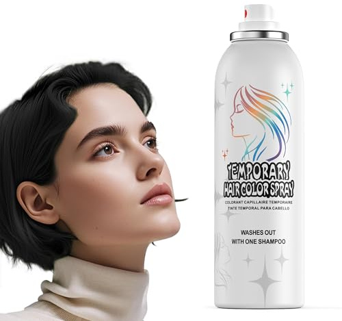 Schwarzes Temporäres Haarfarbspray - Sanfte Formel, Waschbar & Nicht Klebrig | Sofortige Haarfarbe-Alternative für Erwachsene | Halloween, Kostüm, Party-Make-up, 150ml