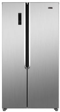 HADEN Side-by-Side Fridge Freezer, 442L Total Capacity, No Frost, Silver, HFFA442S Glass Shelves