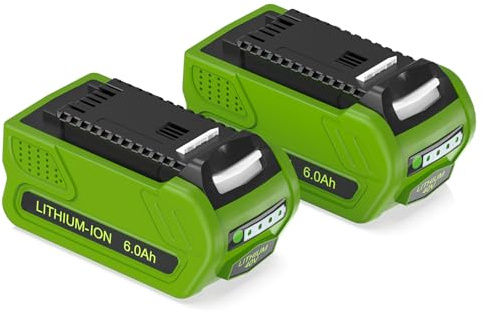 2X 40V 6Ah DREAMDASH Batterie Ersatzakku für Greenworks G40B5 G40B4 G40B2 | Akku für Greenworks 40V Freischneider Heckenschere Hochentaster Kettensäge Laubsauger Rasenlüfter Rasenmäher Rasentrimmer