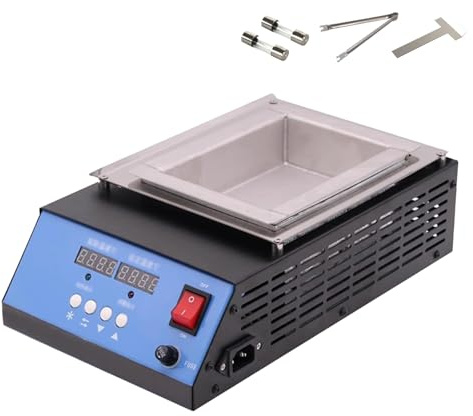 WUCIOA Crisol de Soldadura sin Plomo, crisol de Acero Inoxidable de 1000 W con Pantalla Digital Dual, Temperatura Ajustable de 30 a 400 °C, Capacidad de 5,7 kg, crisol de Soldadura