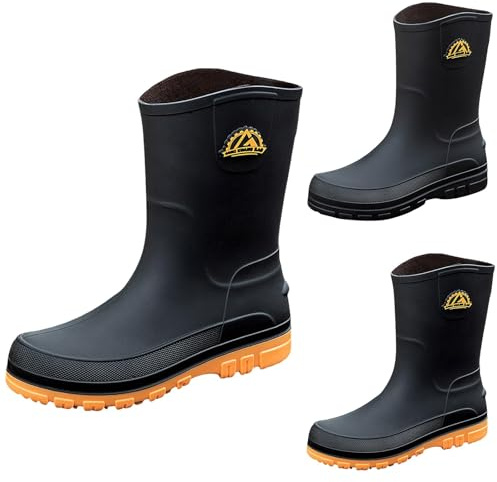 Bottes en caoutchouc - Bottes de pluie mi-hautes pour homme - Imperméables, légères et confortables - Bottes de pluie - Bottes de jardin - Bottes de pêche - Chaussures de jardin, jaune, 43 EU