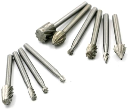Gogogmee 10 piezas Brocas Rotativas de Acero para Corte y Grabado Madera Archivos Rotativos con Mango Redondo para Tallado y Fresado Herramientas de Carpintería Multifuncionales