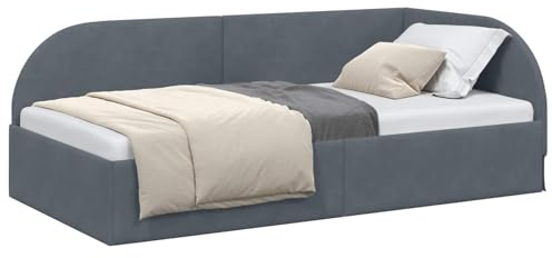 vidaXL Cornice del Letto ad Angolo Grigio Scuro 90 cm x 200 cm Velluto, Letto Angolare Elegante, Divano Giornaliero in Velluto, Design Salvaspazio e Versatile per Interni