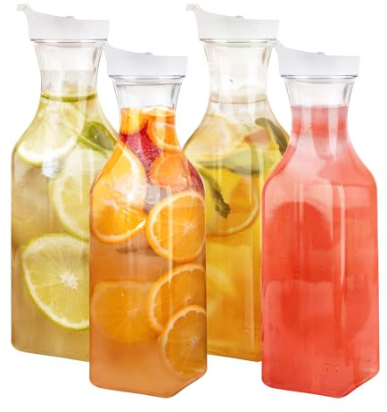 Auroriel 4-pack återanvändbara förvaringsbox för tvättmedel, 1,5 l, PET-tvättmedel, förvaringsbehållare för rengöring och tvättmedel