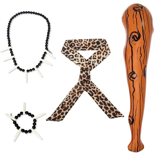 ZXTGBQ 4 Pezzi Costume Cavernicola Adulti Bambina, Costume Cavernicolo Bambino, CCostume Primitivo Bambini per Halloween Carnevale Spettacolo di Festa, Vestito Halloween Bambina, Vestiti Halloweenn