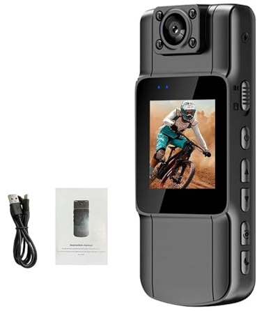 PPLOPPO Mini telecamera WiFi HD 4K 1080P con clip posteriore for forze dell'ordine, visione notturna a infrarossi, telecamera portatile intelligente per lavoro, viaggi(NO WIFI)