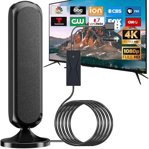 TV Antenna for Smart TV Indoor with Amplifier Signal Booster, 2026 Digital Antenna for Local Channels 600+ Miles Long Range, 360 Reception Portable, Support 4K 1080P, Coaxial Cable