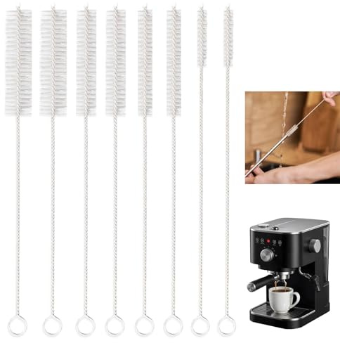 Juego de 8 Cepillos de Limpieza de Botellas, 21 cm Cepillo para Tubos de Ensayo, Inoxidable, Cepillo de Limpieza para Cafeteras Automáticas, Limpiar Pajitas, Tubos Limpiadores de Hendiduras
