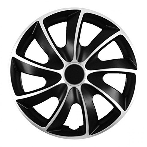Copricerchi Quad Bicolor, 4 pz (14), Plastica, Nero, Lacca, Doppio Gancio