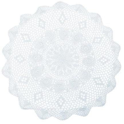 Yizunnu Napperon Rond en Coton Blanc au Crochet en Dentelle Faite à la Main 70-75 cm