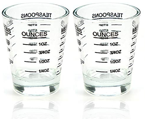 Verres à shot Tasse à mesurer 2018 liquide Verre de vin en verre épais Verre à liqueur Espresso 26-incremental Mesure 28,3 gram 4 fonctions 45 ml 2 pack-black 30ml