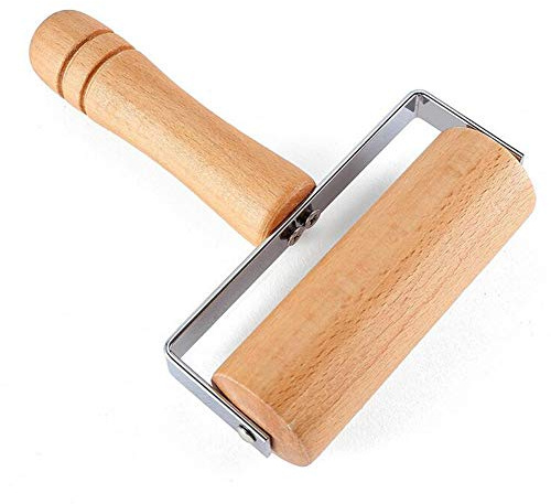 1 Piece 12cm Wide Wood Pastry Pizza Roller Wooden Brayer Wooden Rolling Pins Wood Dough Roller 5D Diamond-Paint Art Tool Wooden Roller for Baking or Ceramic Pottery Clay Working