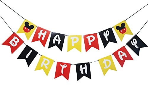 Mouse Happy Birthday Banner - Mouse Themed Party Decorations - Perfect for Kids Birthday Party Supplies