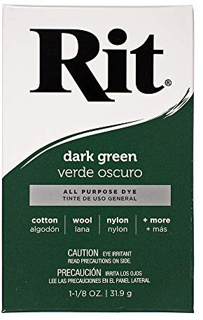 All Purpose Concentrated Rit Dye Powder Single Pack for Clothing, Décor, and Crafts – Dark Green