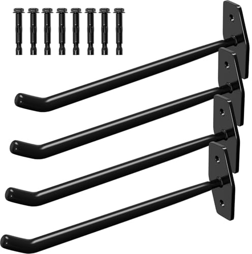 WELLGRO Soporte para neumáticos de Pared - Soporte para neumáticos de Pared - Incl. Tornillos y Tacos metálicos, con Revestimiento de Goma y Llantas - Aprox. 27 x 9 x 5 cm, 4 Negro