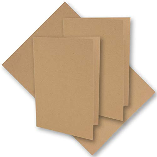 25x braune Vintage Faltkarten aus Kraftpapier 120 x 169 mm - B6 - sandbraun - Recycling - 300 g/m² blanko Klapp-Karten - NEUSER PAPIER