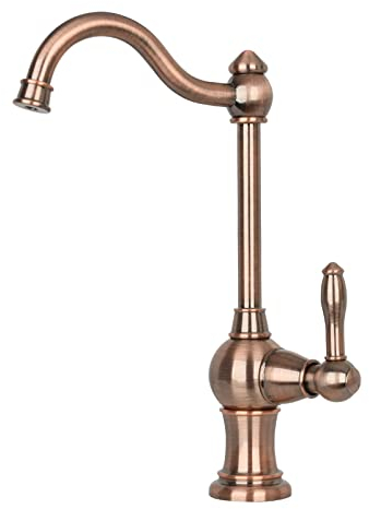 Akicon Kitchen Water Filter Faucet, Brass Body 100% Lead-Free Drinking Water Faucet Fits Most Reverse Osmosis Units or Filtration System, Non-Air Gap, Cold Water Only(Antique Copper)