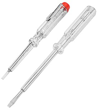 ebuyerfix 2 Pcs Electrical Mains Voltage Tester Pen Insulated Flat Head Electrical Test Screwdriver 100-250V Circuit Tester