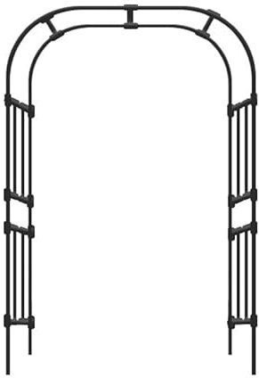 Liang Rundrohr Gartenpavillon mit gewölbten Türen, Rosenklettern, Rattan-Regal, rostfrei, wiederverwendbar, Schwarz (Größe: 2,8 x 2,4 m)