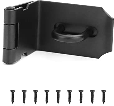 QWORK Angolo retto lucchetto hasp, chiavistello di 90 gradi per porte e finestre, acciaio inossidabile nero opaco
