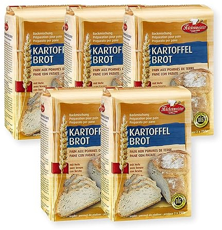 BIELMEIER KÜCHENMEISTER Brotbackmischung Kartoffelbrot 5 x 1000 g I Brotbackmischungen für Brotbackautomat & Ofen I Hefe Backmischung, einfach backen