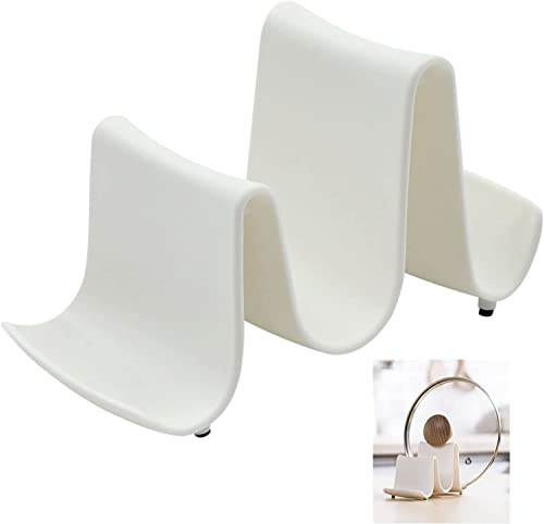 Norhogo Löffelablage Küche, Welle Topfdeckelhalter Kreativ Buntes Regal Löffel Ablage Küche für Deckel und Löffel, Topfdeckelhalter, opfdeckel Organizer Plastik, Wellenform Weiß