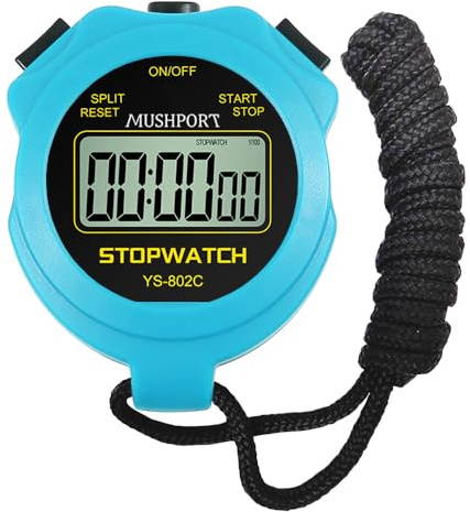 MUSHPORT Stopwatch Timer Only Stopwatch Mode, ON/Off Silent Large Display Simple Operation, Without Clock Date Countdown, Digital Stop Watch for Sports Kids Coaches, Blue