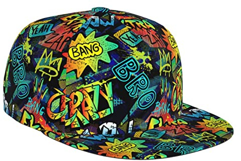 FJAUOQ Lustige Graffiti Baseball Cap Trucker Snapback Hüte Vintage Ball Hut Einstellbare Sport Caps für Männer Frauen, Bunte Graffiti-a011, One size