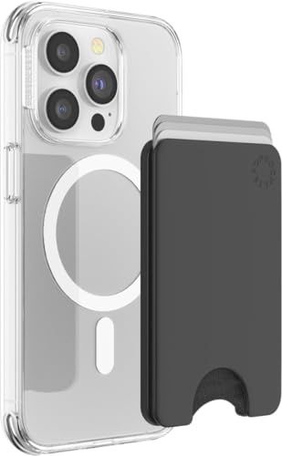 PopSockets: PopWallet för MagSafe - Adapterring för MagSafe Ingår - Snygg, Avtagbar Korthållare för Smartphones och Fodral - Black