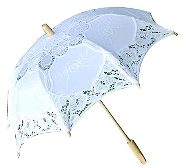RORPOIR Spitzenschirm Für Bühnenshows Für Damen Foto-dekorationsset Für Hochzeiten Brautjungfern Weißer Griff 52 cm Durchmesser 60 cm