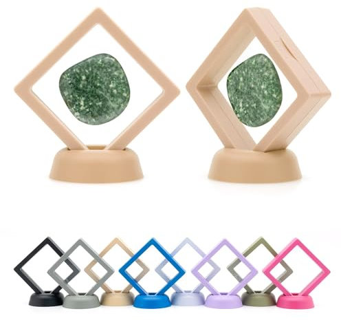 CKB LTD Paquete de 5 marcos flotantes en 3D, caja de almacenamiento, soporte de suspensión, para joyas, piedras preciosas, monedas coleccionables y artículos de manualidades (beige albaricoque) 7 cm x