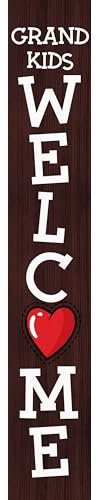 Willkommensschild für Enkelkinder, lustiges Schild für Großeltern, Türschild für Großeltern, 20,3 x 122,9 cm, für den Vorgarten, vertikal, Holz, für den Außenbereich, stehend, Veranda