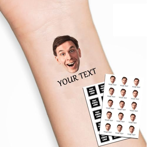 LLLGSH Personalisierte klebetattoos - personalisierte Temporäre Tattoos mit Foto und Text - Tattoos Selbst Gestalten - Wasserfest - Hält mehrere Tage - Geburtstag Party Hochzeit Braut Bräutigam Dekor