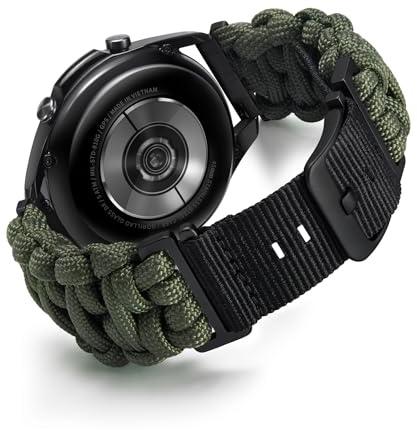 BINLUN 18MM/20MM/22MM Nylon Uhrenarmband Paracord Schnellverschluss Geflochtene Ersatzarmband Smartwatch Sport Schwarze & Silberne Schnalle Passend für Garmin/Passend für Samsung Galaxy