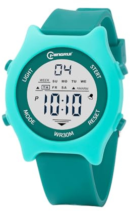 Mamiddle Reloj Infantil Niño 30M Resistente al Agua Reloj Digital con Alarma, Cronómetro, Calendario y Retroiluminación para Niños de 3 a 15 Años (Verde)