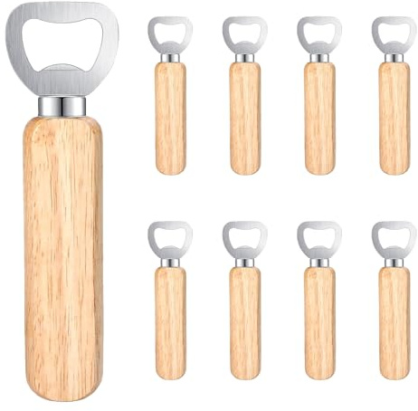 Oenothera 9 Stücke Flaschenöffner, Tragbare Kapselheber, Gravierbare Flaschenöffner aus Holz für Männer Papa Opa Vatertag Weihnachten